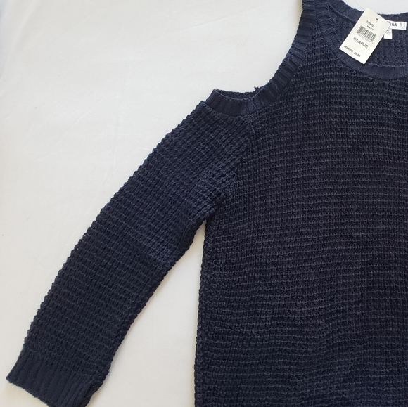 Say What cut out shoulder navy long sleeve sweater - Picture 2 of 4